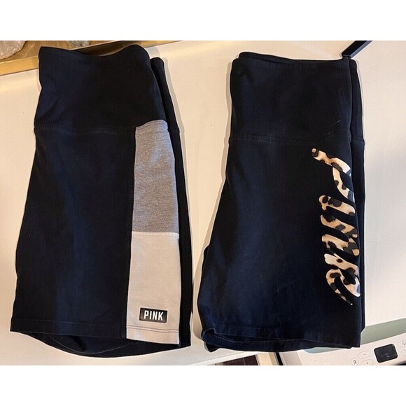 VICTORIA’S SECRET PINK HIGH WAIST BIKE SHORTS Lot Of 2 Size Large - Picture 1 of 6